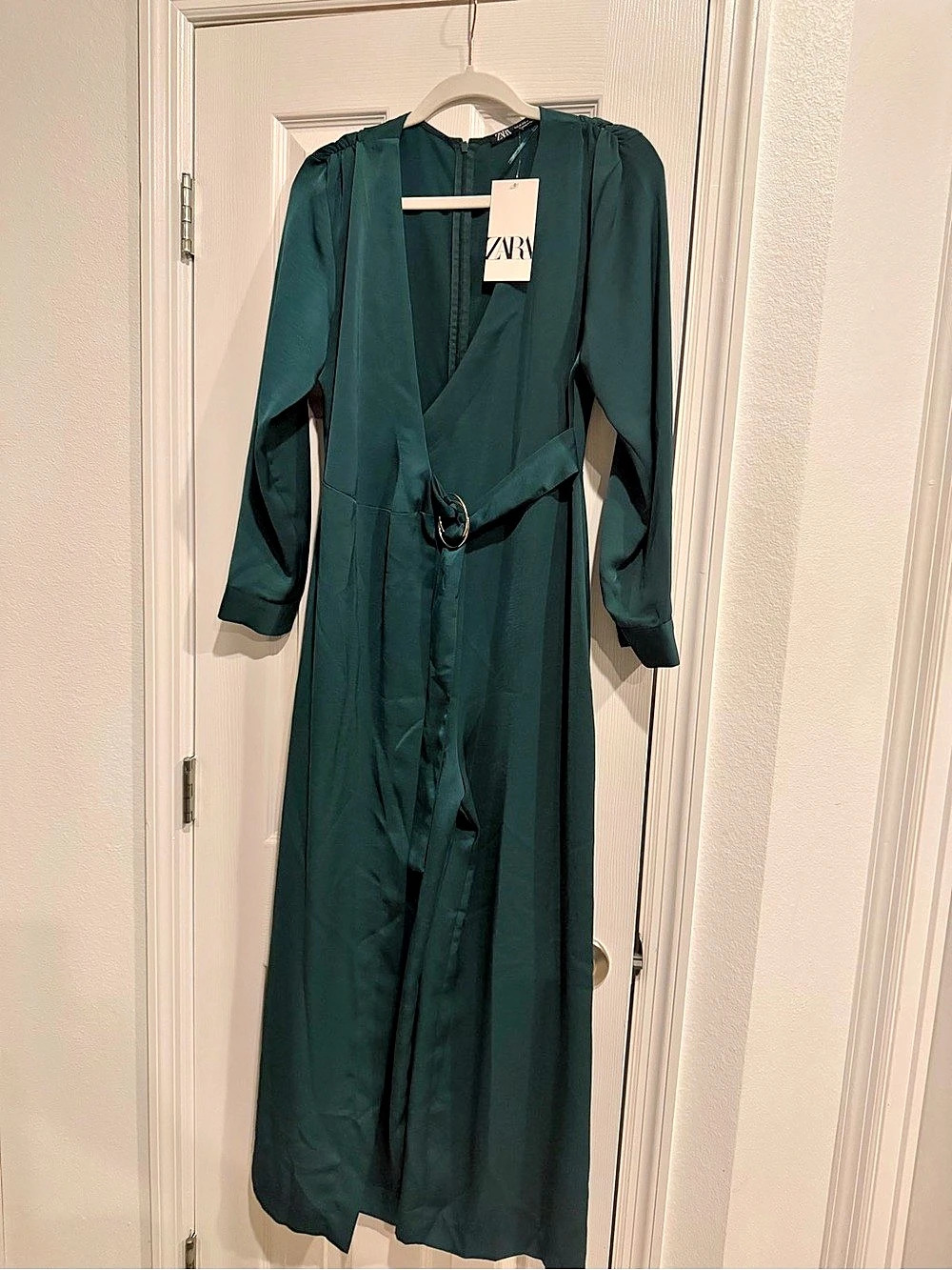 Zara Green Maxi Wrap Dress Size Medium